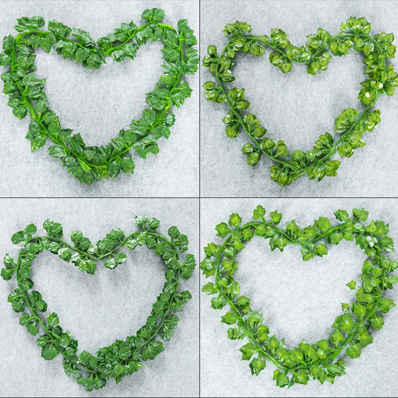 36pcs Leaf 1 Piece 2.3M Home Decor Artificial Ivy Leaf Garland Plants Vine Fake Foliage Flowers Creeper Green Ivy Wreath