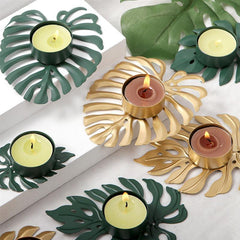 حاملي الشموع المصنوعة من الحديد المطاوع Monstera Leaf Tealight